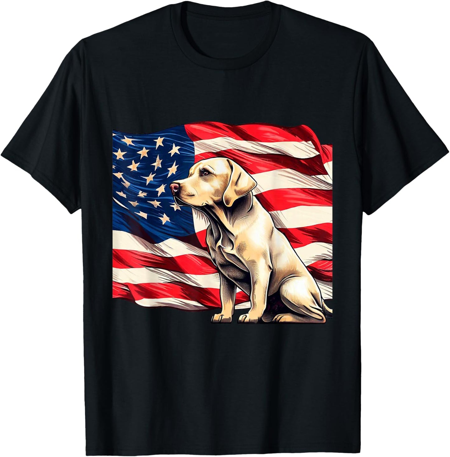Patriotic Labrador American Flag T-Shirt - T-Shirt | Black