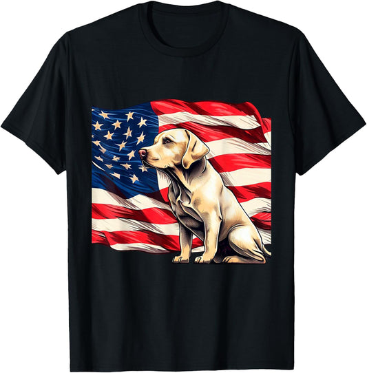 Patriotic Labrador American Flag T-Shirt - T-Shirt | Black