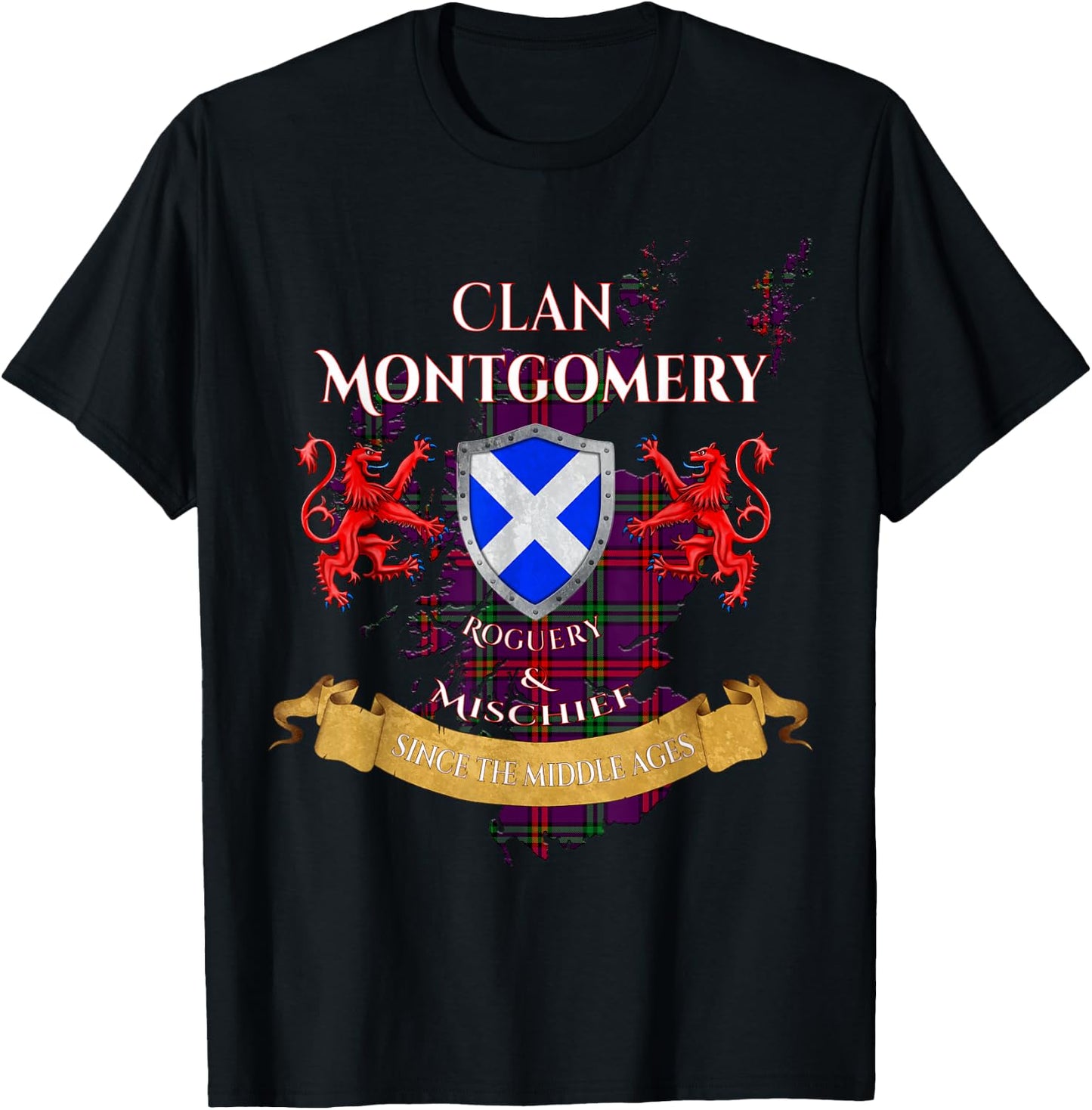 Montgomery Scottish Family Clan Middle Ages Mischief T-Shirt - T-Shirt | Black