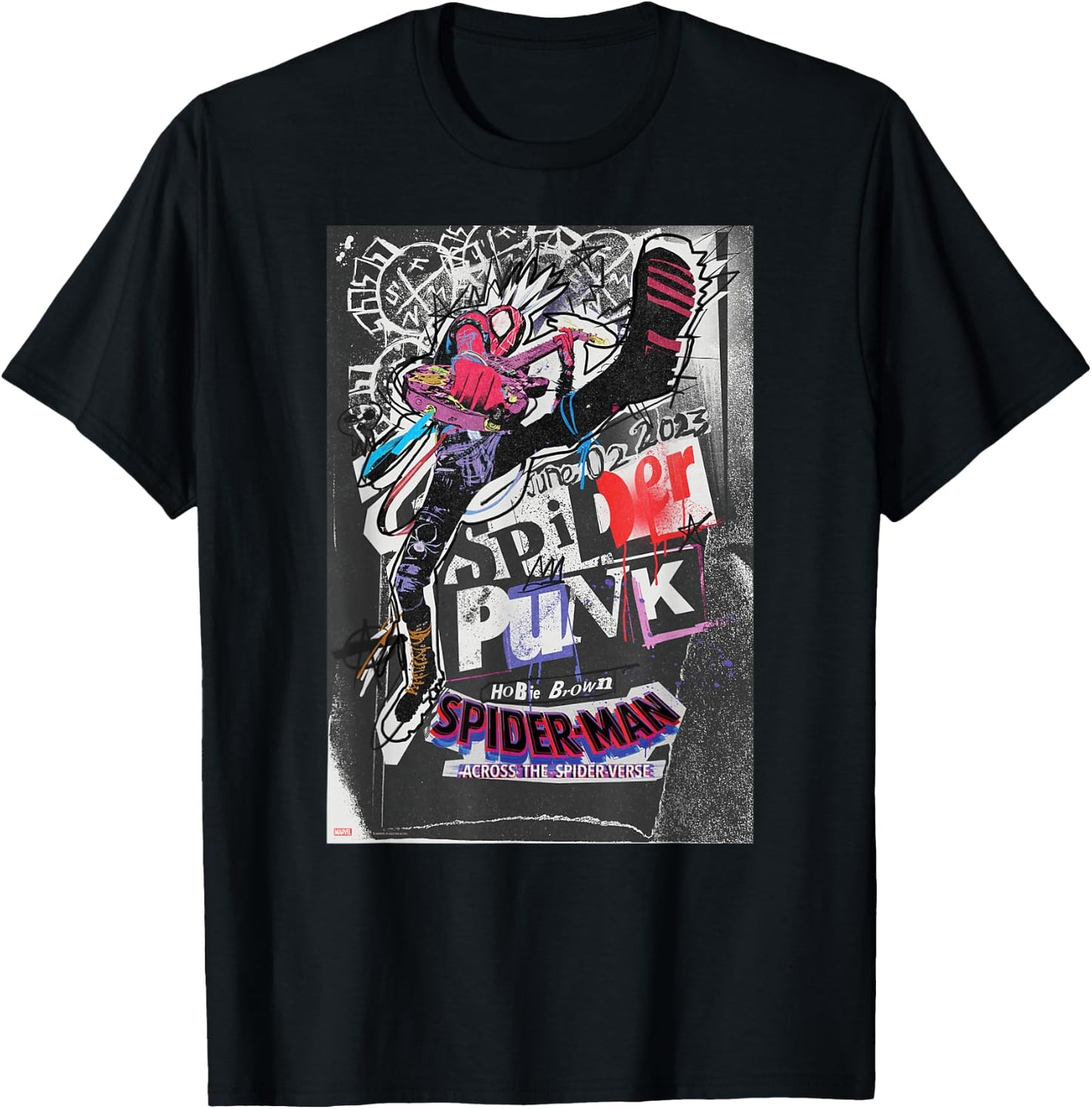 Marvel Spider-Man: Across The Spider-Verse Hobie Poster T-Shirt - T-Shirt | Black