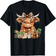 Baby Highland Cow Merry Christmas Leopard Cute Cow Farmer T-Shirt - T-Shirt | Black