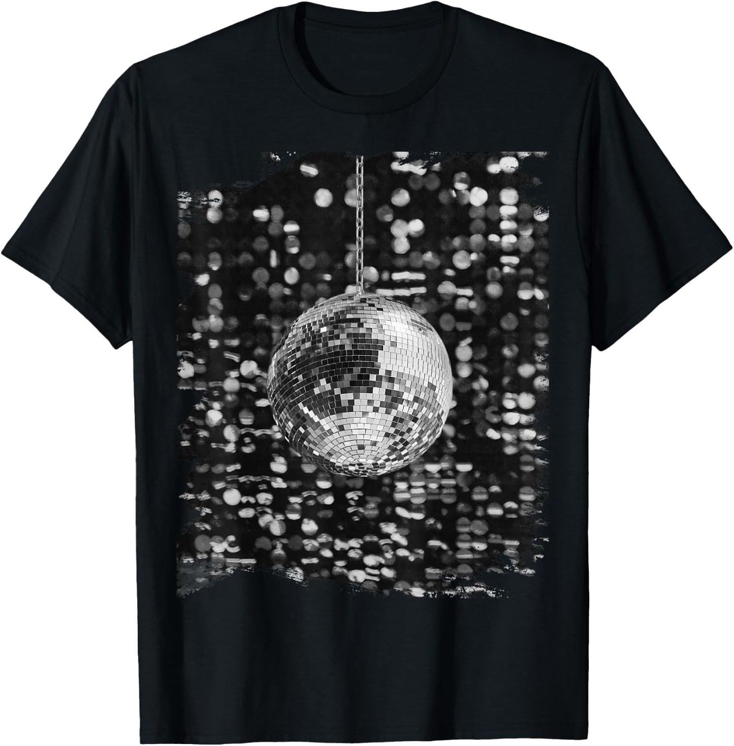 Black and White Disco Ball Club Retro Small T-Shirt - T-Shirt | Black