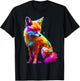 Fox Polygon Colourful Animal Lovers Art Animal Fox T-Shirt - T-Shirt | Black