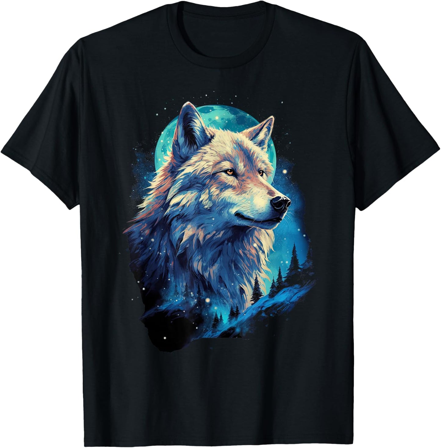 Wolf Moon Howling Lone Funny Wolves pack of wolves T-Shirt - T-Shirt | Black