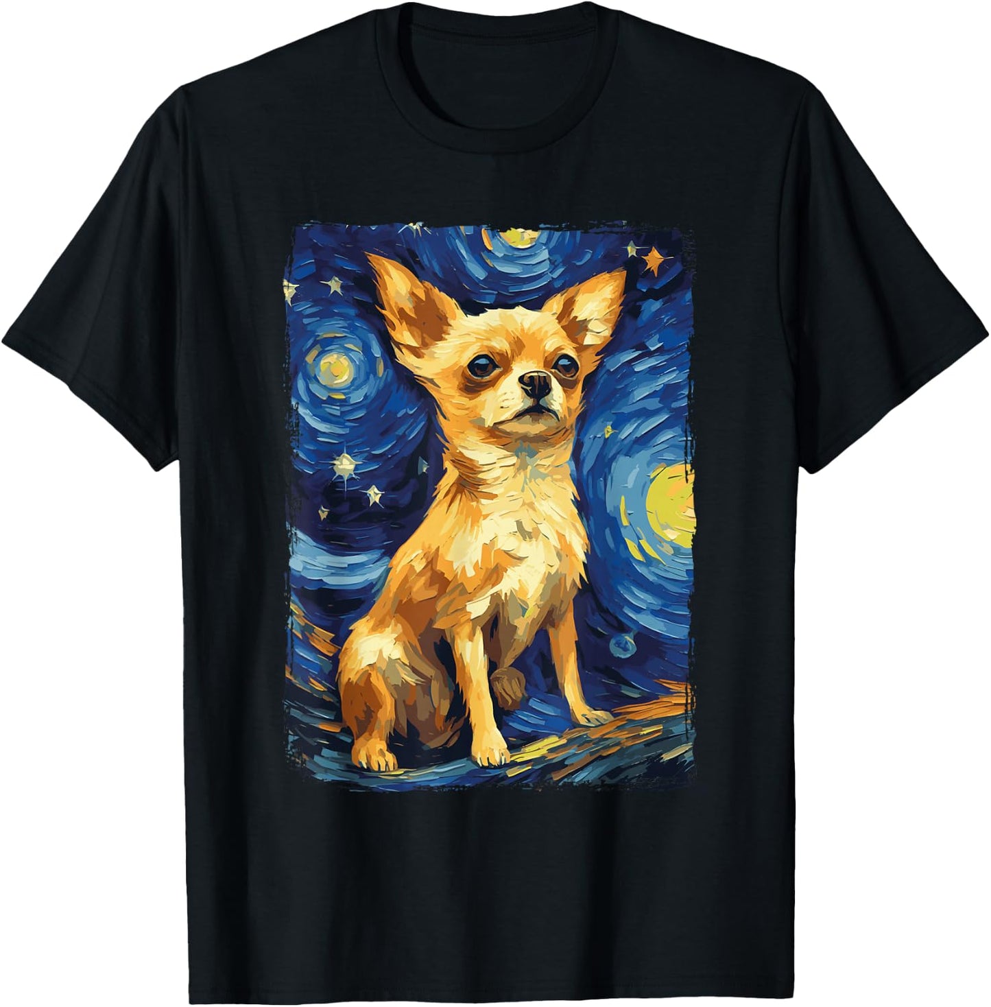 Chihuahua Starry Night T-Shirt - T-Shirt | Black