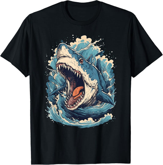 Great White Shark | Shark Lover Graphic T-Shirt - T-Shirt | Black