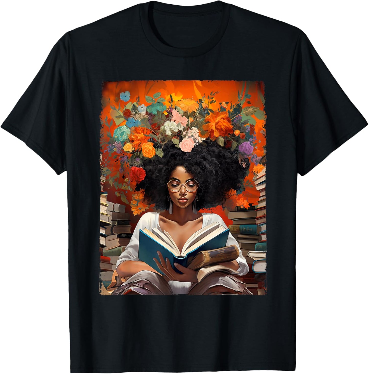 Black History Educated Reading Book Melanin Queen Afro Women T-Shirt - T-Shirt | Black