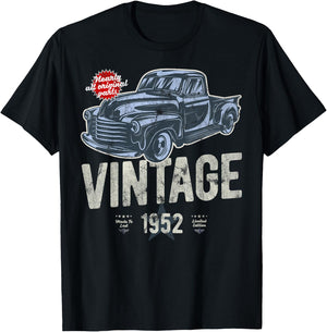 Vintage, Born 1952, 70th Birthday, Classic Pick Up Truck T-Shirt - T-Shirt | Black