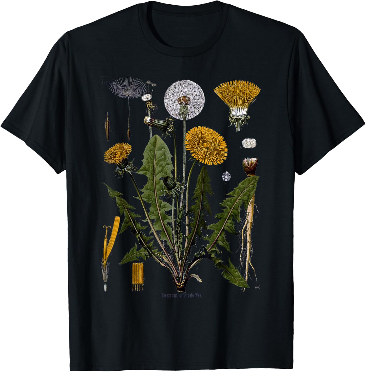 Dandelion Vintage Botanical, Herbalist Gardening T-Shirt - T-Shirt | Black