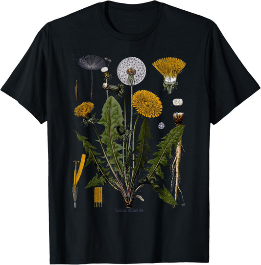 Dandelion Vintage Botanical, Herbalist Gardening T-Shirt - T-Shirt | Black