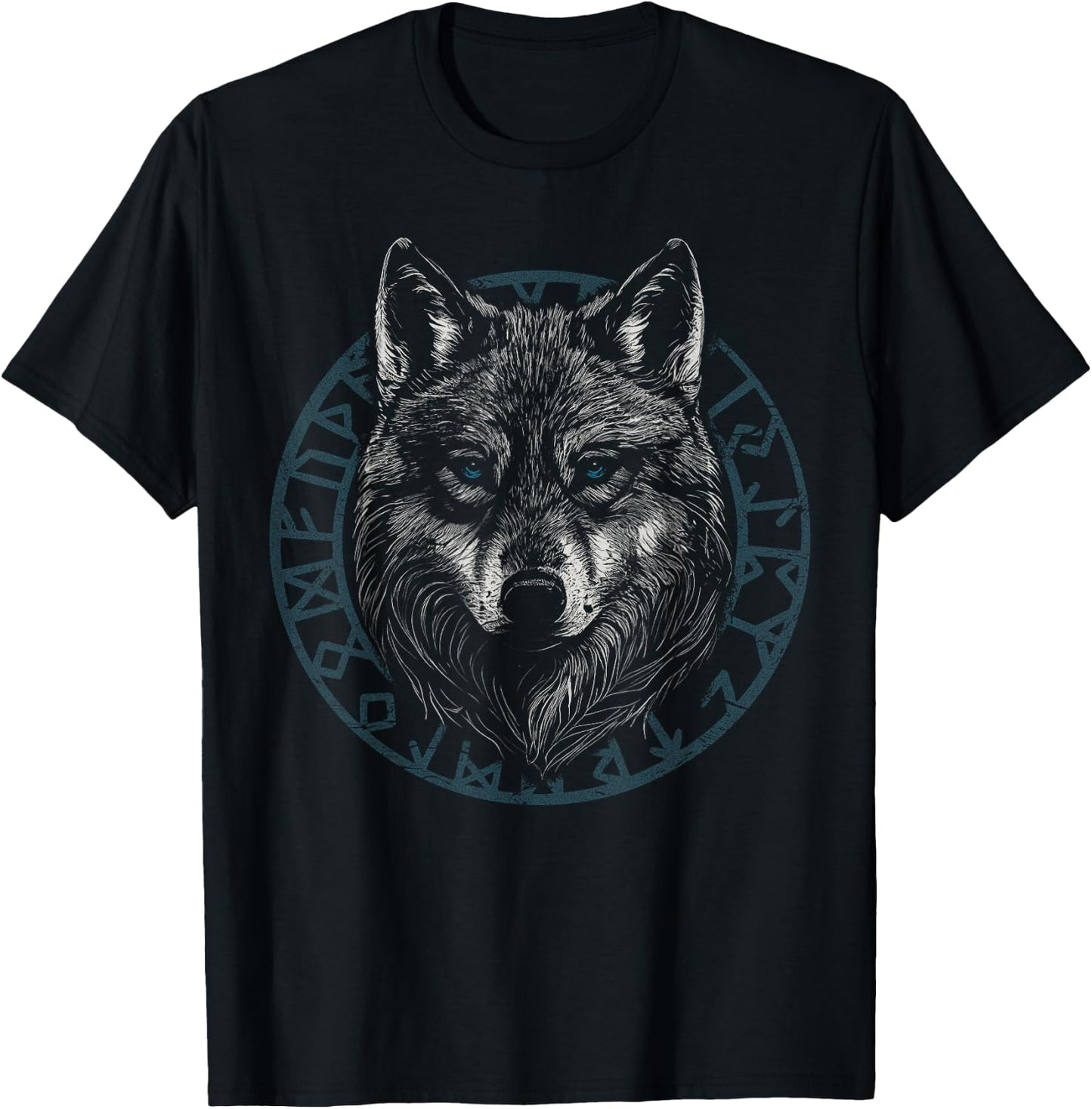 Wolf Viking Runes Nordic Celtic Wolf Lover T-Shirt - T-Shirt | Black