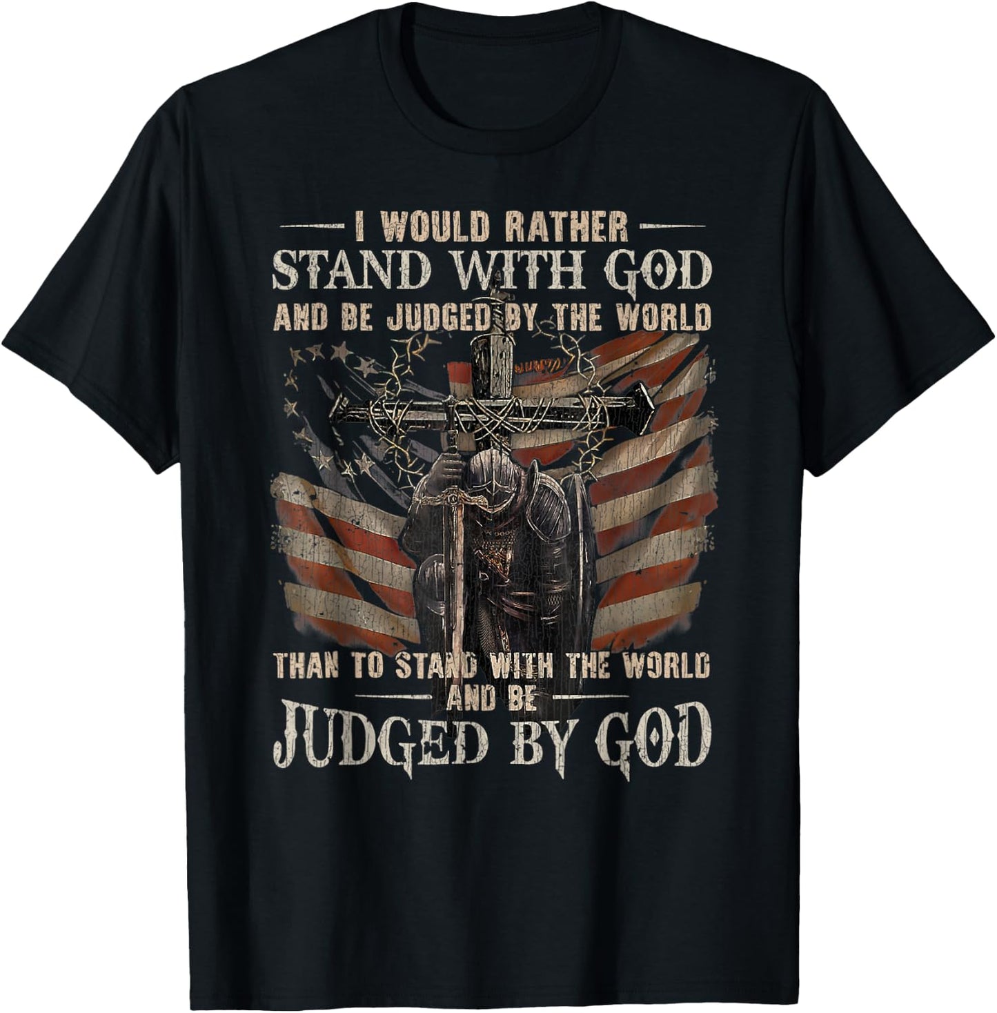Vintage I Would Rather Stand With God And Be Judged By The W T-Shirt - T-Shirt | Black