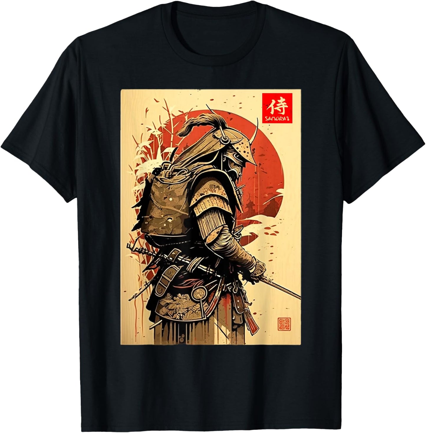 Japanese retro Art Samurai Vintage japanese Bushido Fighter T-Shirt - T-Shirt | Black