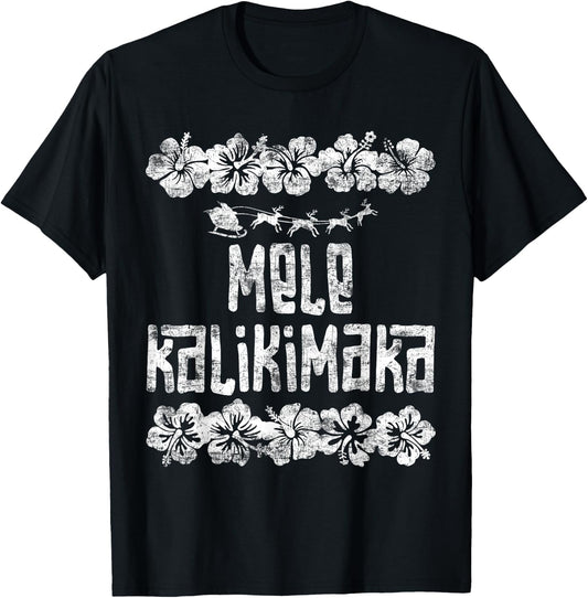 Mele Kalikimaka Hawaii Christmas Santa Beach Women Kids T-Shirt - T-Shirt | Black