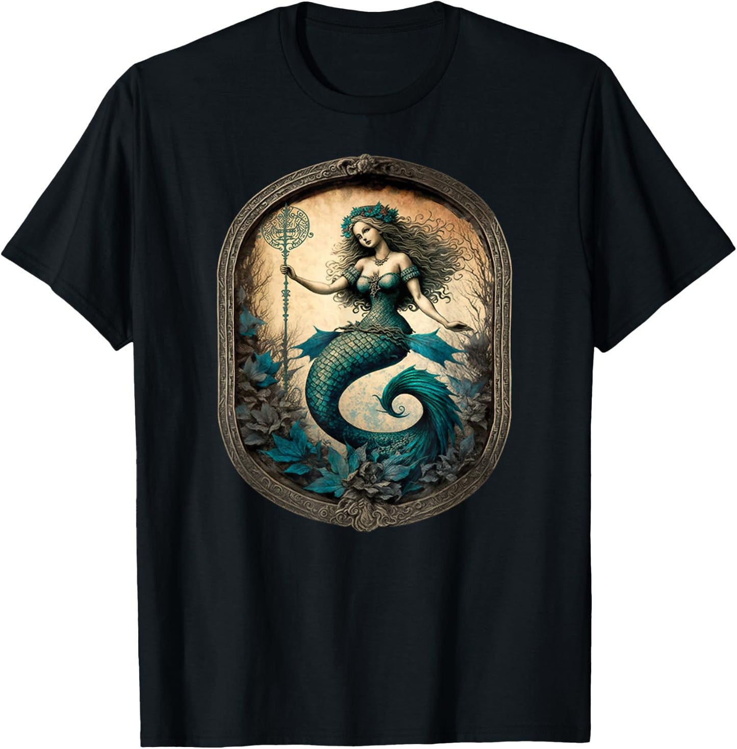 Gothic Mermaid Dark Mystical Fantasy Grunge Fairycore T-Shirt - T-Shirt | Black