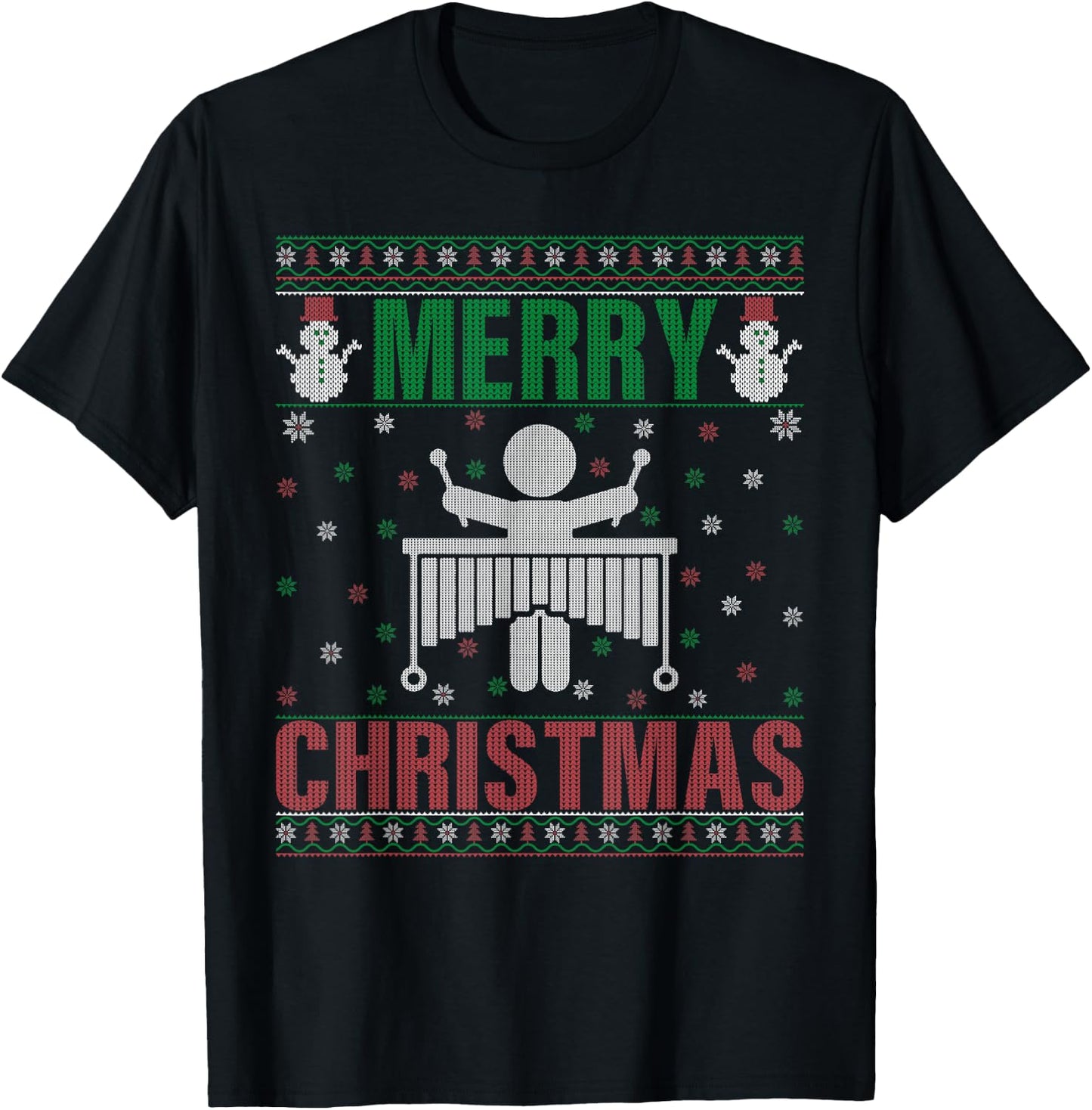 Family Xmas Pajamas Matching Marimba Player Ugly Christmas T-Shirt - T-Shirt | Black