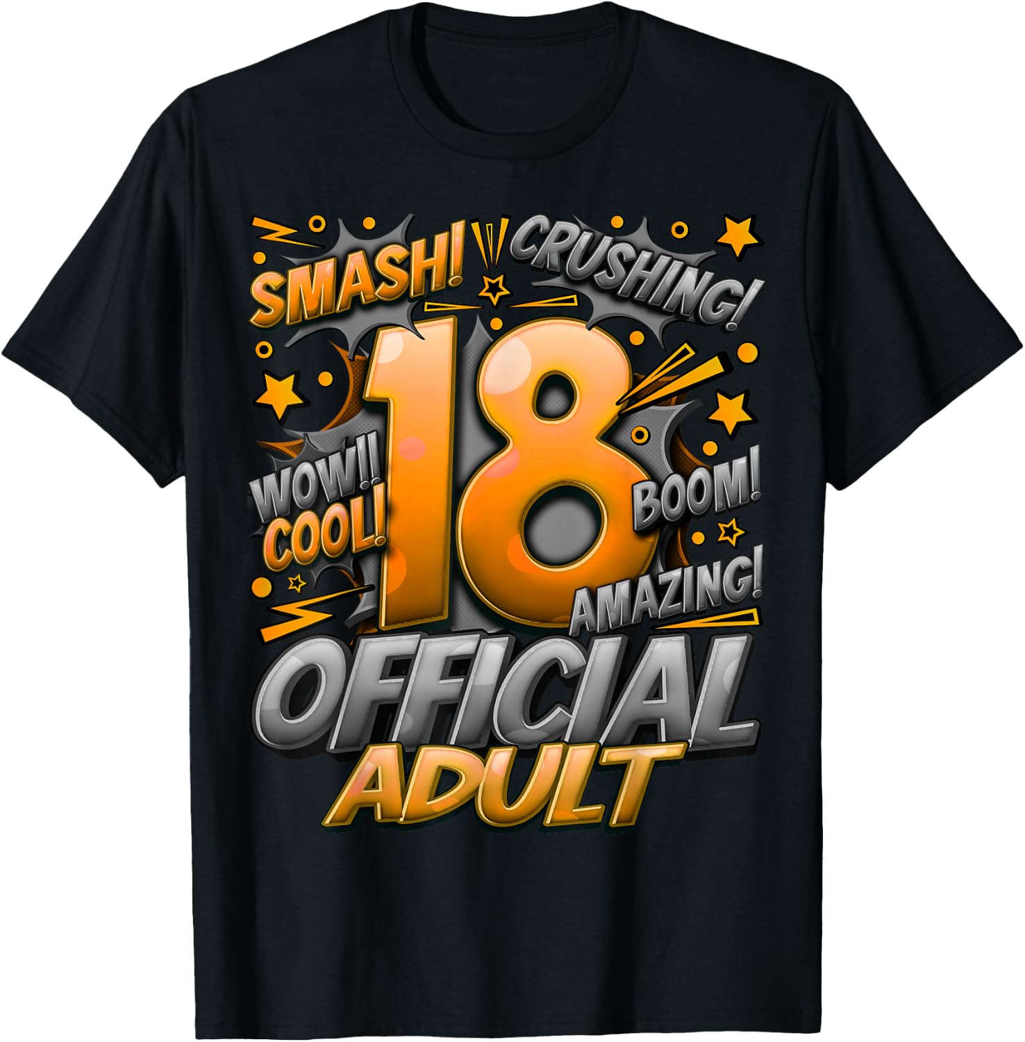 Official Adult 18th Birthday Comic Style Awesome Since 2005 T-Shirt - T-Shirt | Black