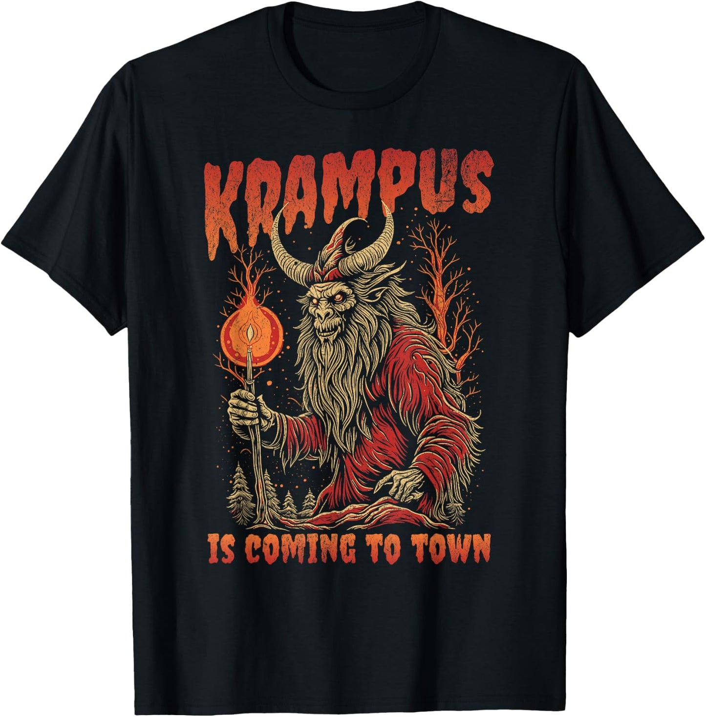Christmas Krampus Is Coming Hail Santa Funny Xmas Clothing T-Shirt - T-Shirt | Black