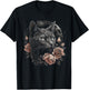 Cat Flower Moon Artwork | Animal Motif Cat T-Shirt - T-Shirt | Black