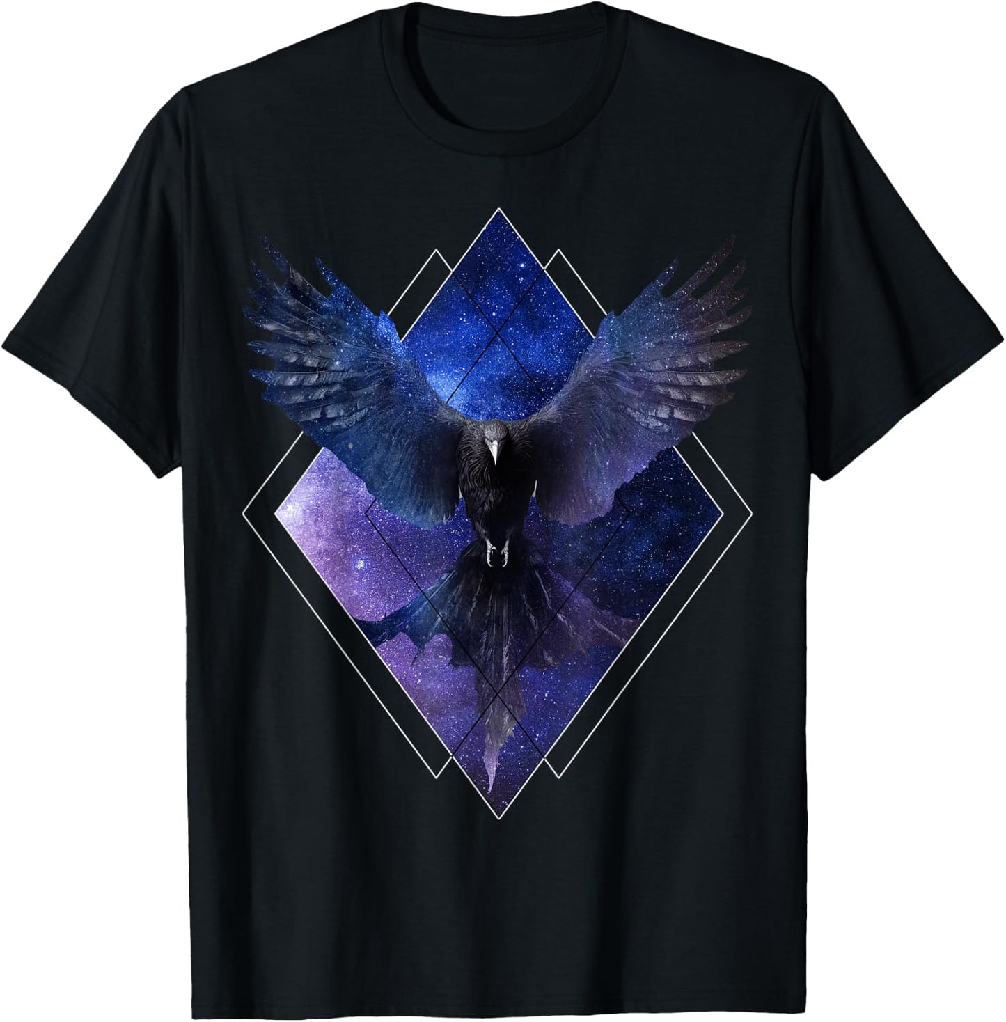 Celestial Raven Space Crow Galaxy Aesthetic Bird T-Shirt - T-Shirt | Black