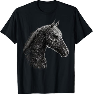 Horse Animal Geometric Polygon Drawing Perd T-Shirt - T-Shirt | Black