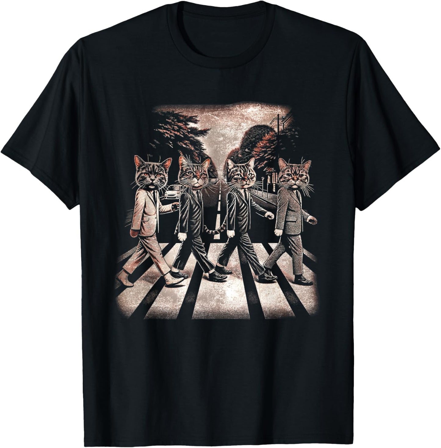 Classic Cats Music Band Vintage Retro Heavy Meowtal Musician T-Shirt - T-Shirt | Black