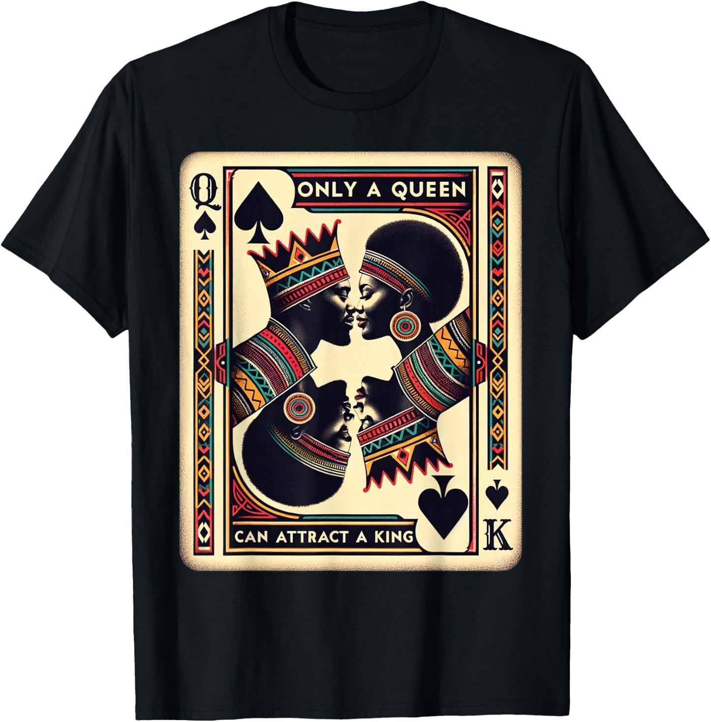 King & Queen Black Love African American Couples Marriage T-Shirt - T-Shirt | Black