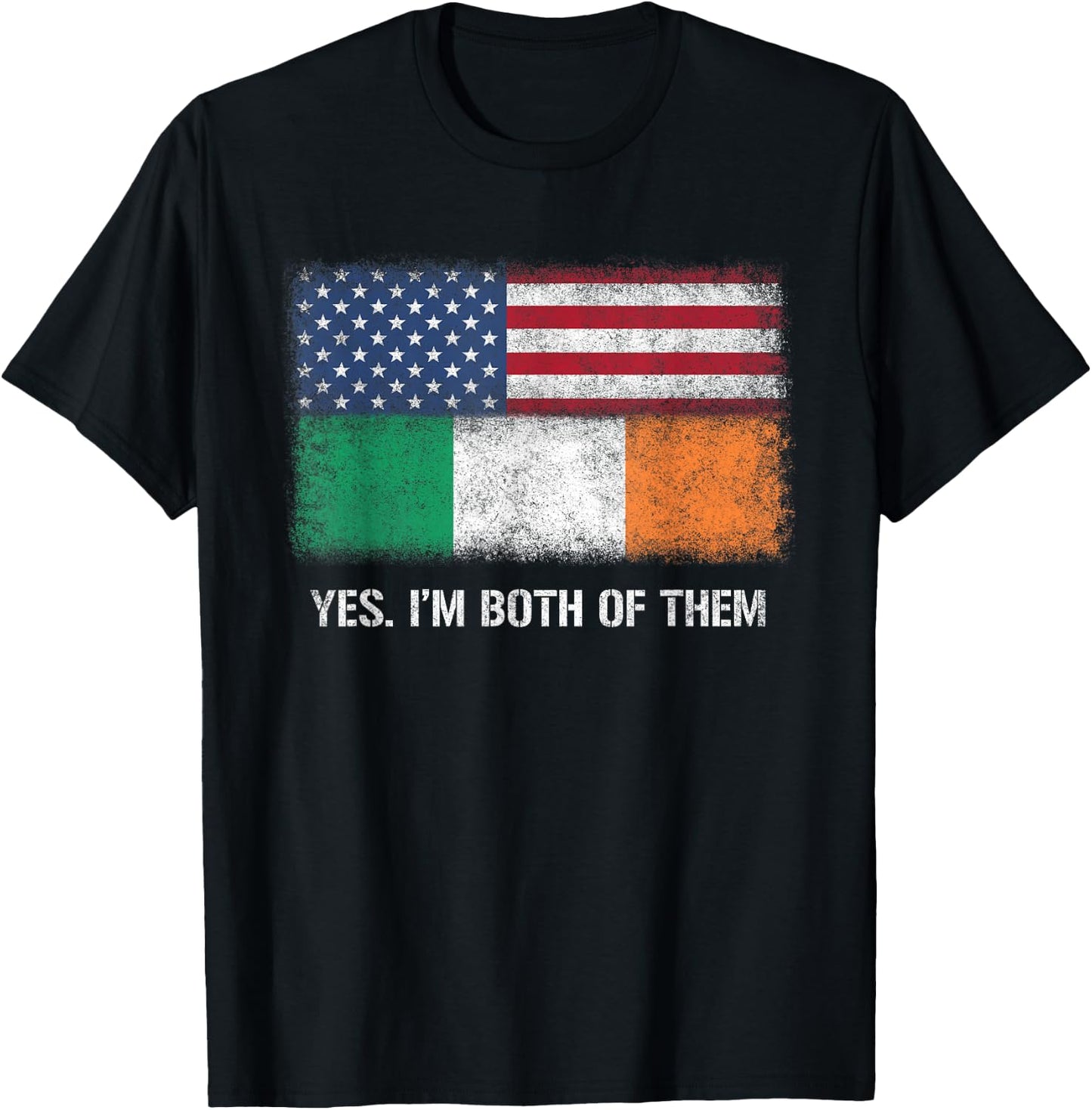 Usa Ireland Irish American Flag Dual Citizen Citizenship T-Shirt - T-Shirt | Black