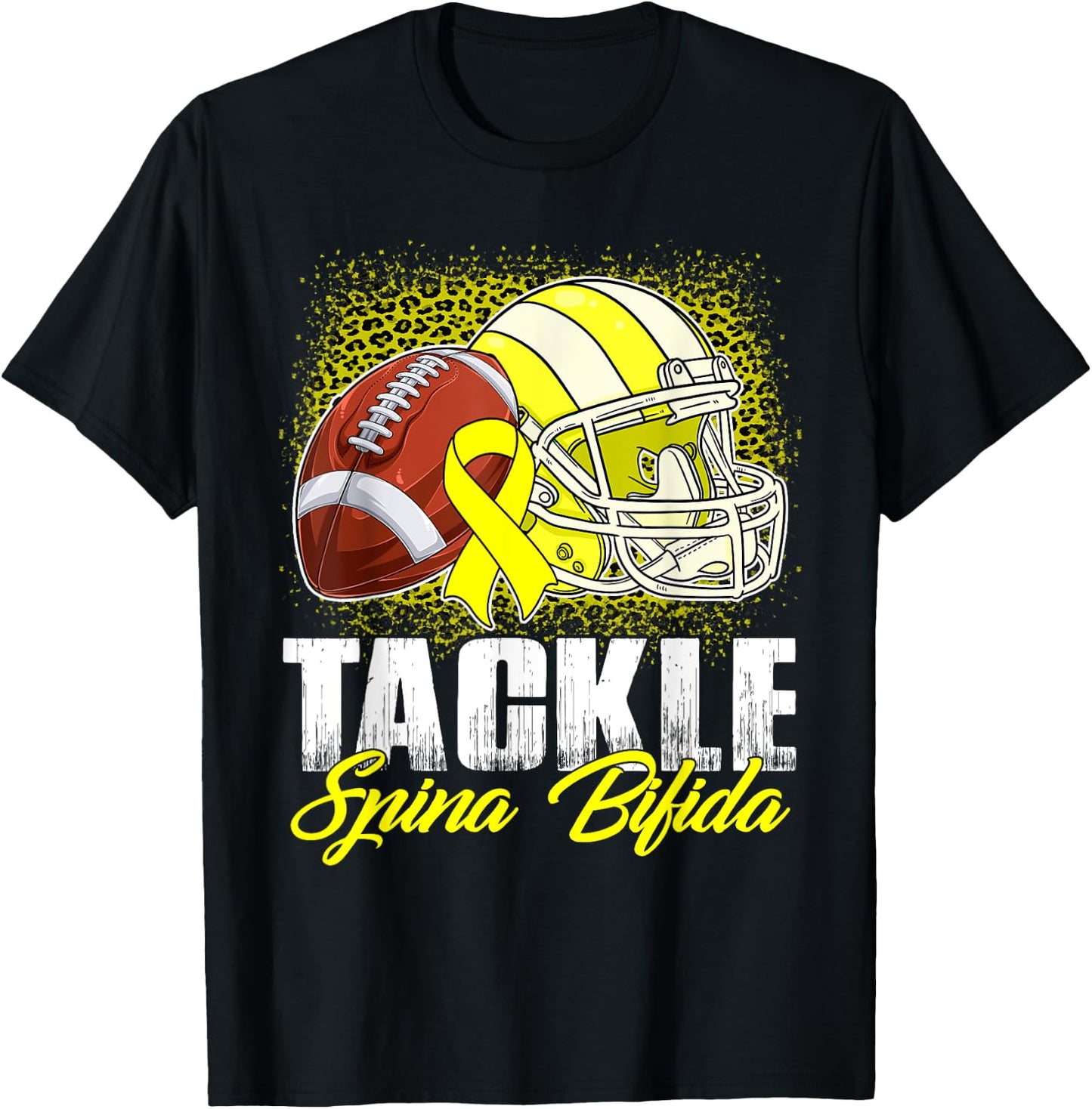 Tackle Spina Bifida Football Ball Helmet Yellow Ribbon Women T-Shirt - T-Shirt | Black