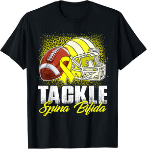 Tackle Spina Bifida Football Ball Helmet Yellow Ribbon Women T-Shirt - T-Shirt | Black