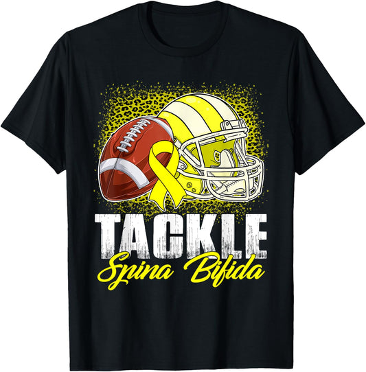 Tackle Spina Bifida Football Ball Helmet Yellow Ribbon Women T-Shirt - T-Shirt | Black