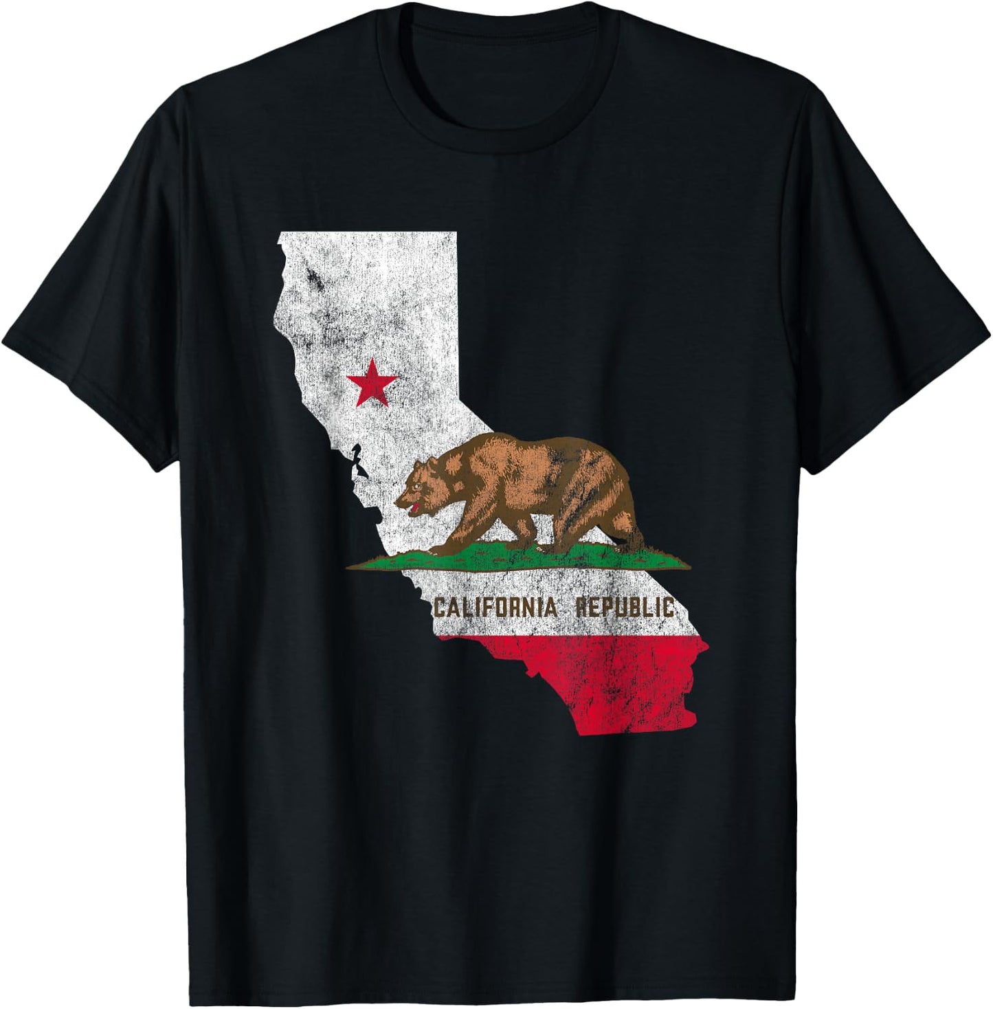 Vintage California Republic Flag CA USA State Patriot T-Shirt - T-Shirt | Black