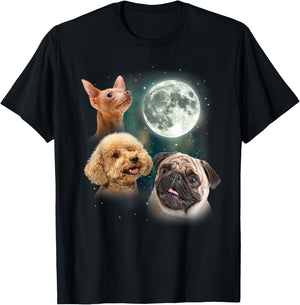 Funny Dog Shirt | 3 Doggo Moon Doggie Lovers Howling Canine T-Shirt - T-Shirt | Black