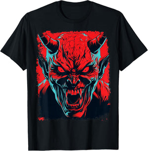 Red Demon Halloween Design T-Shirt - T-Shirt | Black
