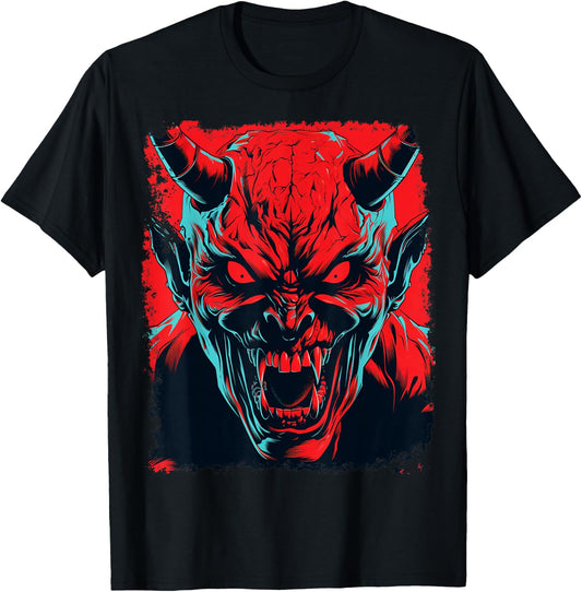 Red Demon Halloween Design T-Shirt - T-Shirt | Black