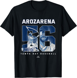 Number and Portrait Randy Arozarena Tampa Bay MLBPA T-Shirt - T-Shirt | Black