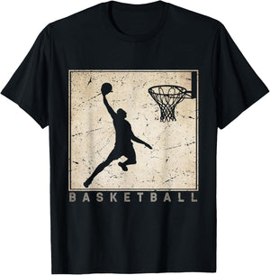 Retro Basketball for Basketball Players Basketball Clothing T-Shirt - T-Shirt | Black