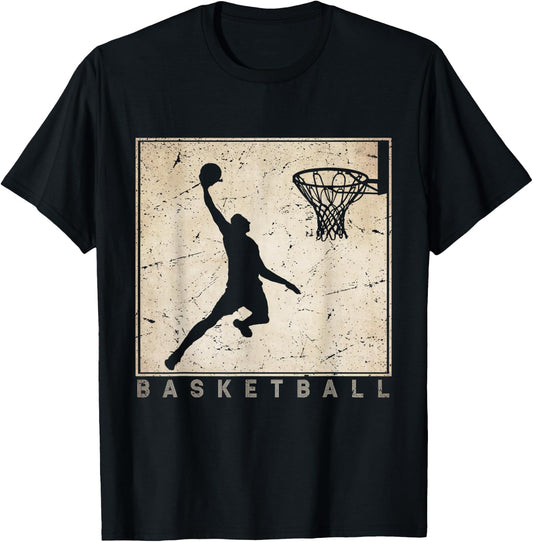 Retro Basketball for Basketball Players Basketball Clothing T-Shirt - T-Shirt | Black