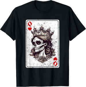 Queen of Hearts Card Game Horror Heart Queen Gothic T-Shirt - T-Shirt | Black
