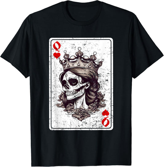 Queen of Hearts Card Game Horror Heart Queen Gothic T-Shirt - T-Shirt | Black