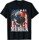 Merica - USA Flag Patriotic Pug Dog Owner Puppy Pet Trainer T-Shirt - T-Shirt | Black