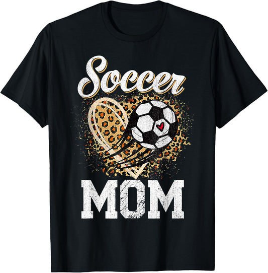 Leopard Soccer Mom Ball Funny Mother's Day T-Shirt - T-Shirt | Black