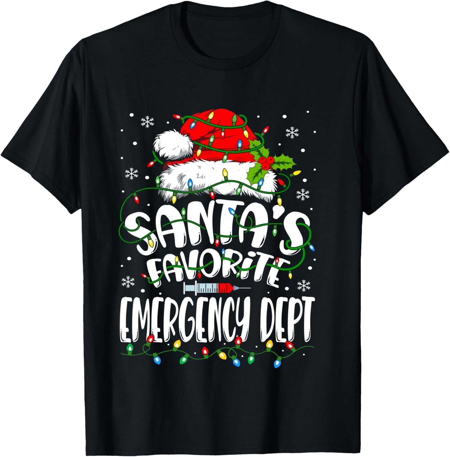 Santa Favorite Emergency Department Christmas ER Nurse T-Shirt - T-Shirt | Black