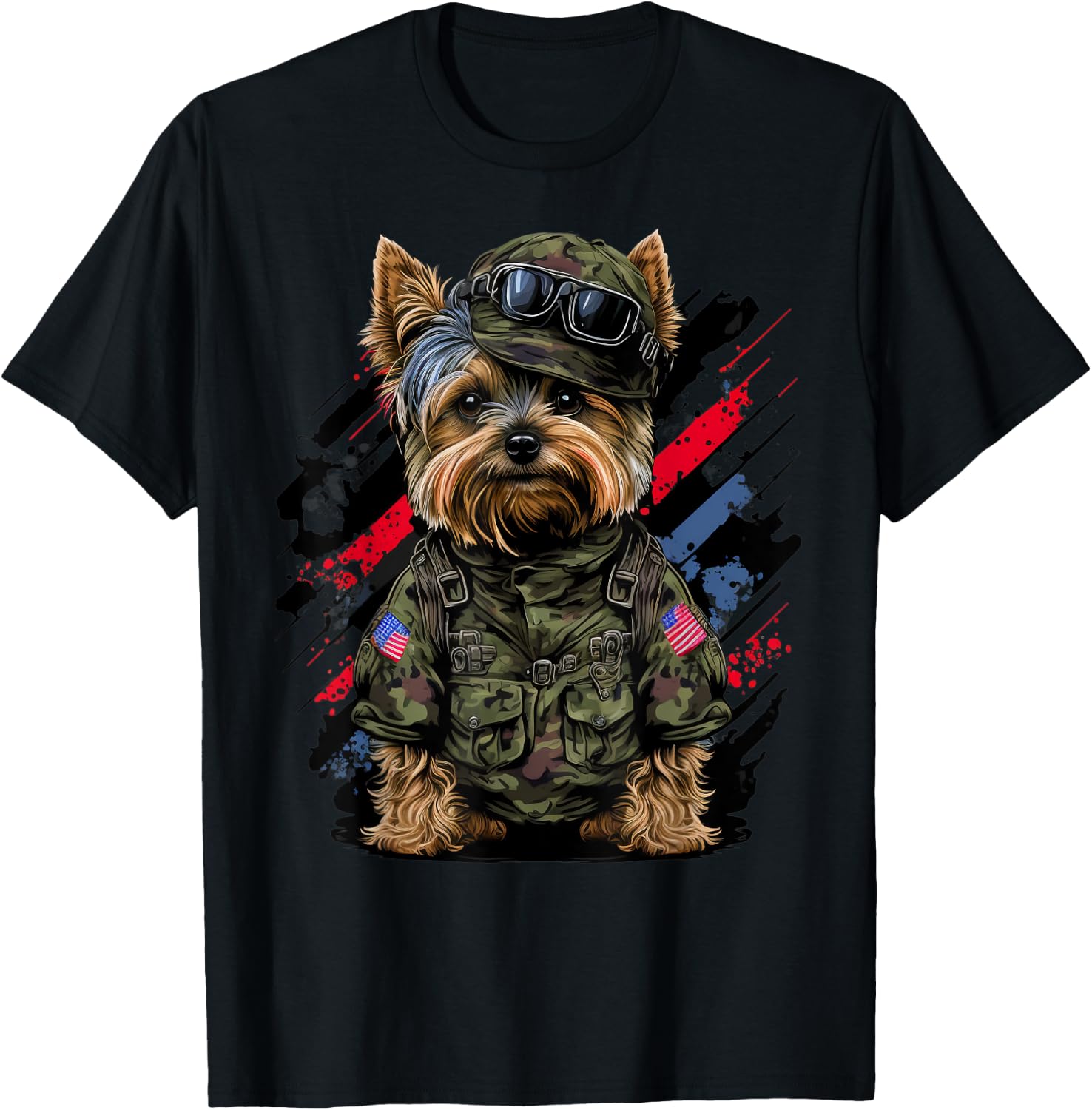 Soldier Yorkshire Terrier Army Military Yorkshire Terrier T-Shirt - T-Shirt | Black