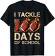 I Tackle 100 Days Of School Football Happy 100 Days T-Shirt - T-Shirt | Black