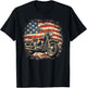 Vintage US Flag Motorcycle USA Retro Biker T-Shirt - T-Shirt | Black