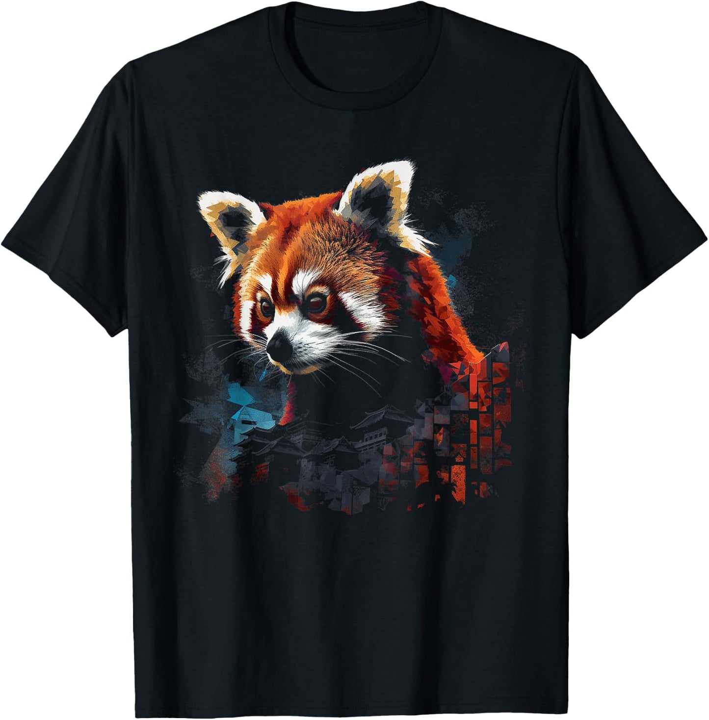 Red Panda Lover Artwork | Animal Motif Red Panda T-Shirt - T-Shirt | Black