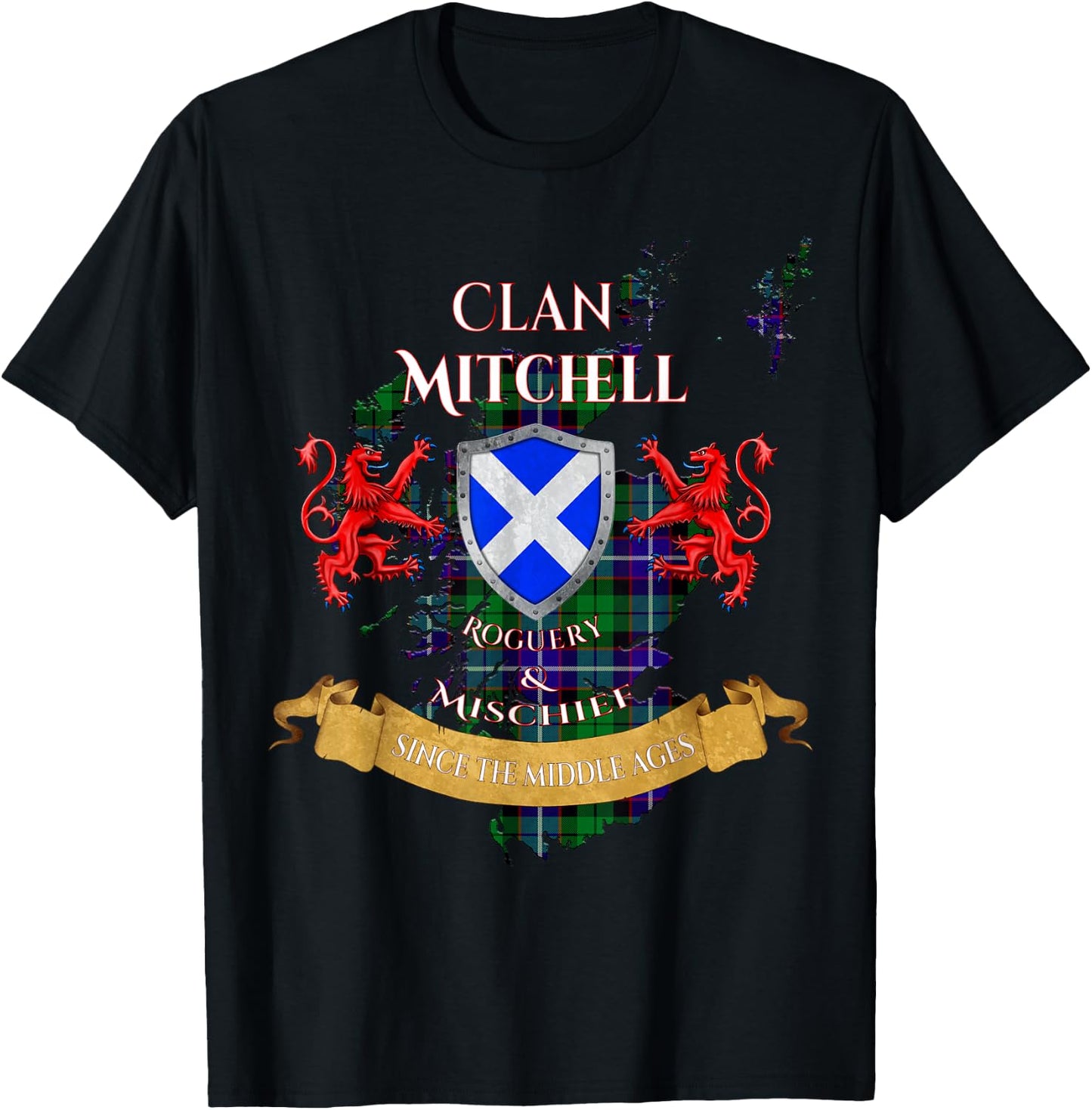 Mitchell Scottish Family Clan Middle Ages Mischief T-Shirt - T-Shirt | Black