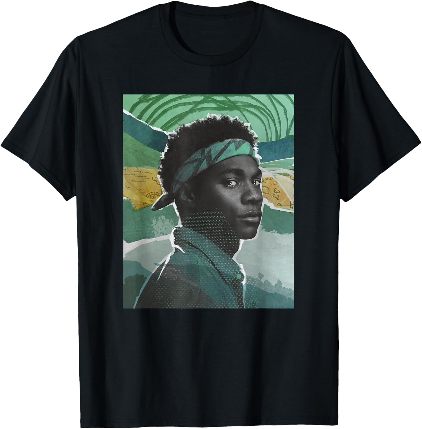 Outer Banks Season 3 Pope Heyward Mixed Collage Portrait T-Shirt - T-Shirt | Black