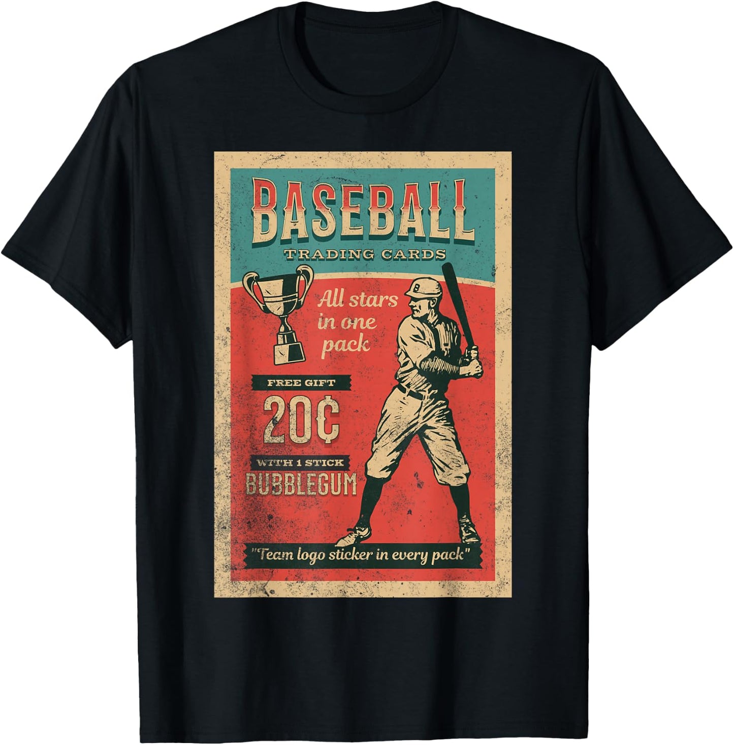Baseball Card Wrapper Vintage Retro Distressed Hobby T-Shirt - T-Shirt | Black